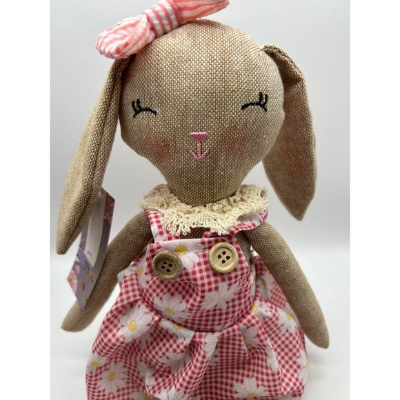 New Jolie Fleur Bunny Rabbit Stuffed Animal Shelf Sitter Spring Collection Daisi - Picture 5 of 5